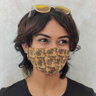 Stay Safe Yellow Printed Mask